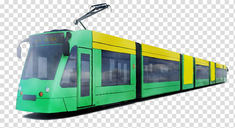 transport mode of transport public transport tram vehicle, Watercolor, Paint, Wet Ink, Rolling , Metro, Railroad Car, Yellow transparent background PNG clipart
