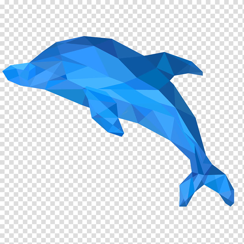 Dolphin, Low Poly, Polygon, Minimalism, Fin, Blue, Cetacea, Bottlenose Dolphin transparent background PNG clipart