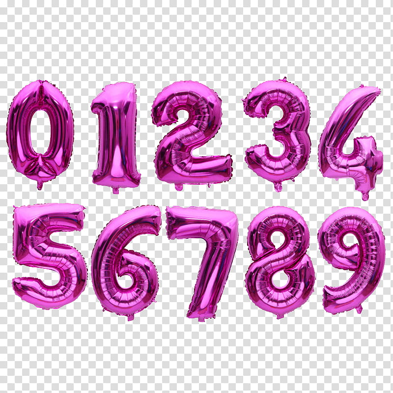 pink number balloons transparent background PNG clipart