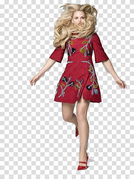 Jennifer Morrison, woman standing wearing red floral dress transparent background PNG clipart