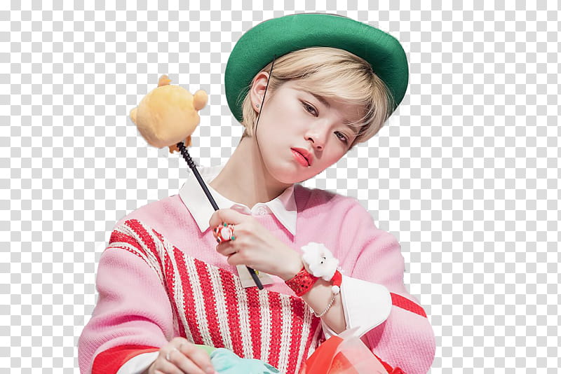 Twice Jeongyeon , woman holding rod with plush toy transparent background PNG clipart