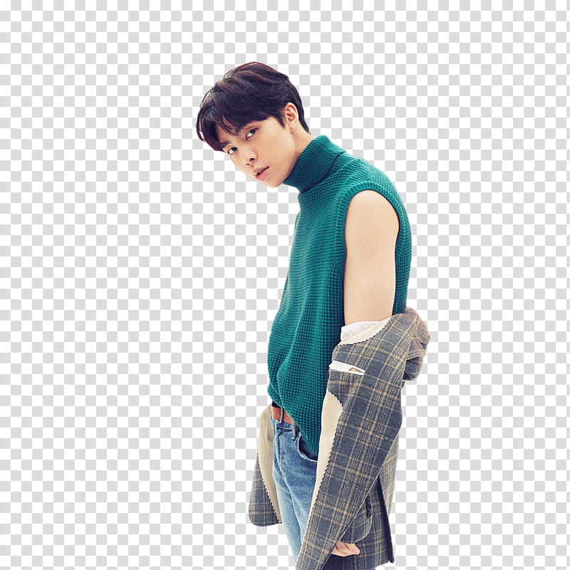 NCT YEARBOOK , man in green turtleneck sleeveless top transparent background PNG clipart