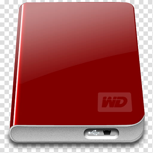 WD My Passport Essentials Icon, WD My Passport Red, red Western Digital external hard drive transparent background PNG clipart