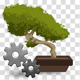 Muku Icons for Iconager, Sys-NetService, green leafed bonsai transparent background PNG clipart