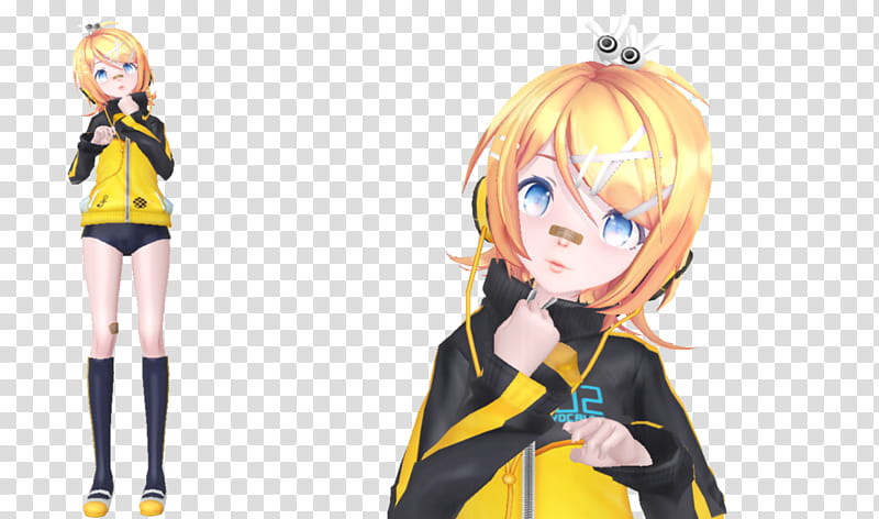MMD, Sour Rin Stylish Energy R + DL, animated female character transparent background PNG clipart