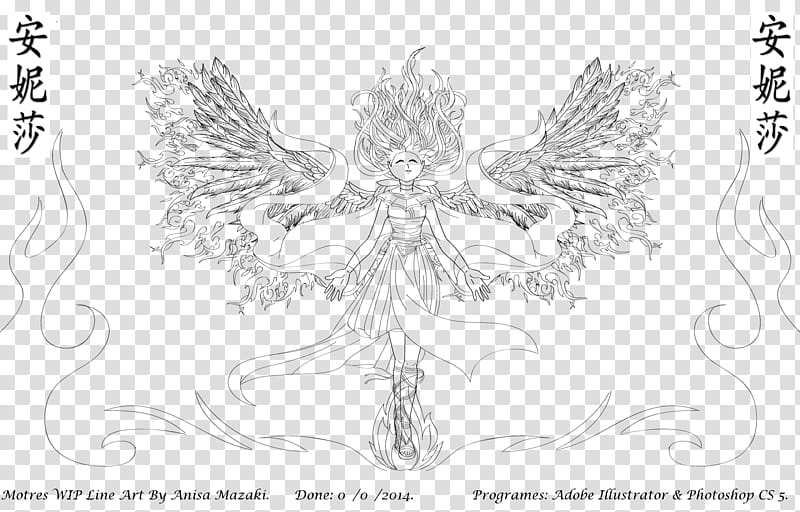 Moltres Gijinka WIP Line Art Design transparent background PNG clipart