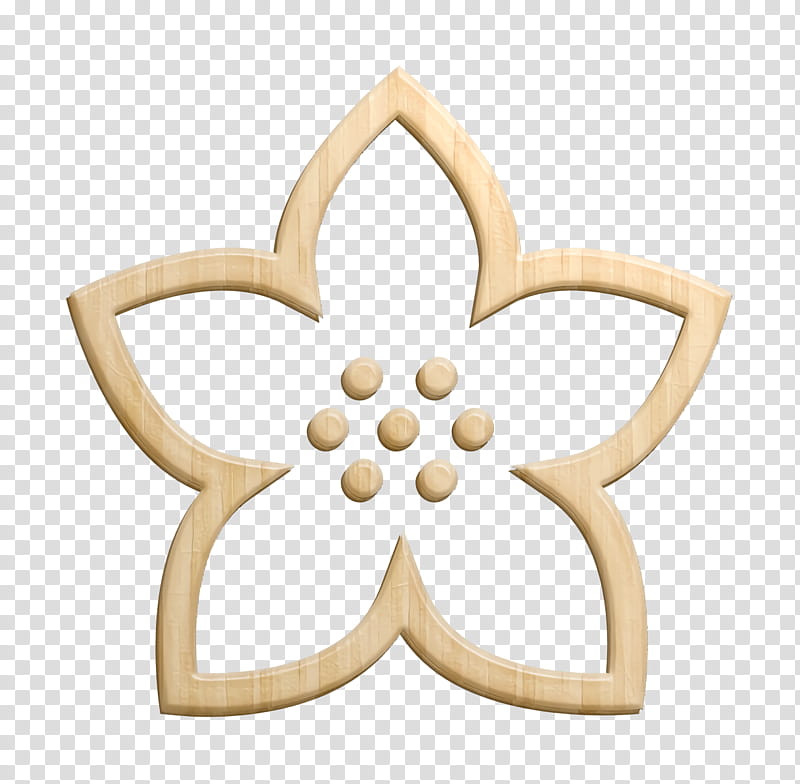 Sauna icon Flower icon, Gold, Metal, Plant, Symbol, Beige transparent background PNG clipart