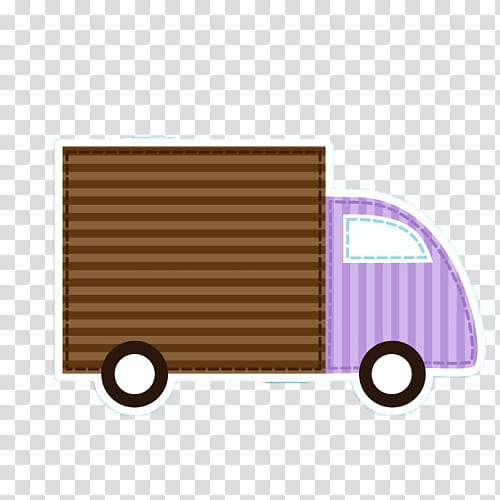 COLLECT CUTE, brown and pink box truck art transparent background PNG clipart