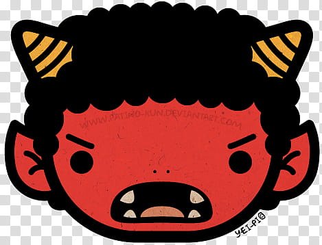 Red Oni face, red and black devil illustration transparent background PNG clipart