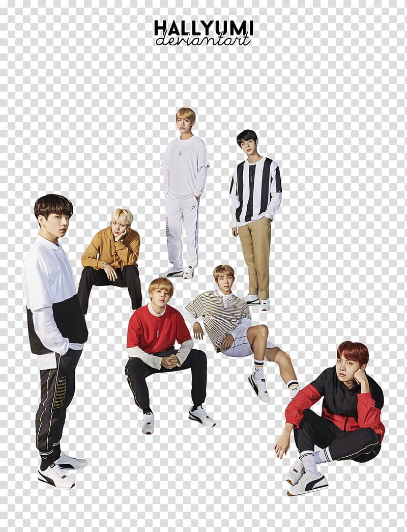 BTS PUMA, four assorted color ceramic figurines transparent background PNG clipart