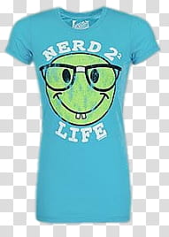 Nerd Set , teal nerd's  life-printed crew-neck t-shirt transparent background PNG clipart