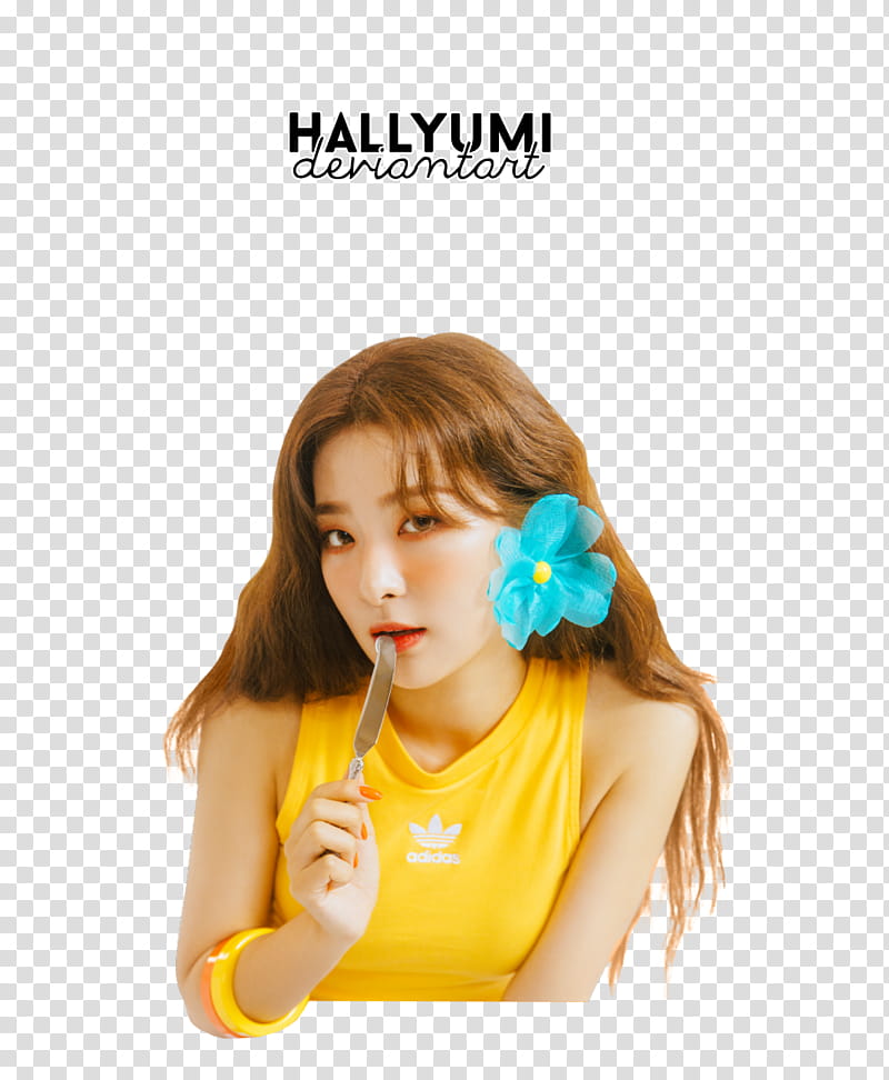 Seulgi Summer Magic, women's yellow adidas tanktop transparent background PNG clipart