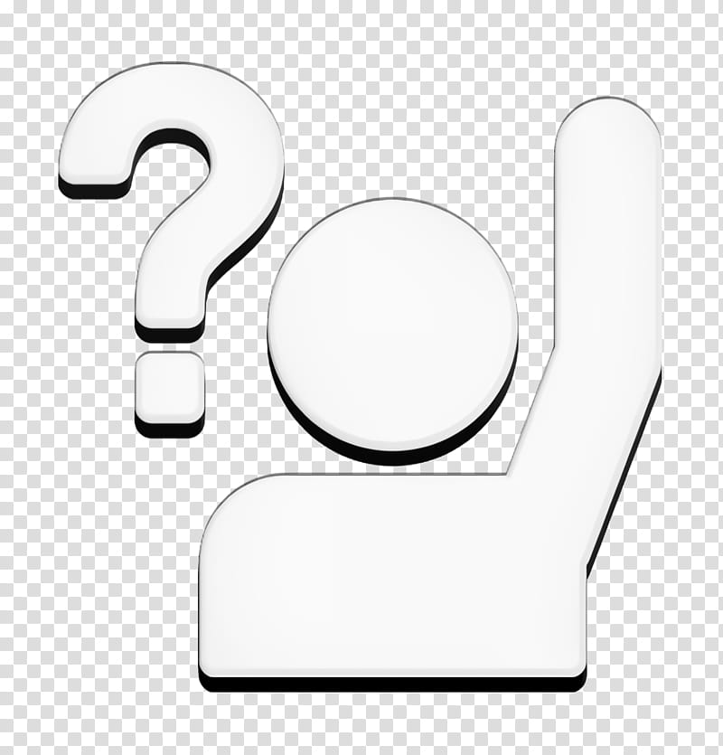 Question icon Raise your hand to ask icon Study icon, Education Icon, Text, White, Logo, Line, Blackandwhite, Circle transparent background PNG clipart
