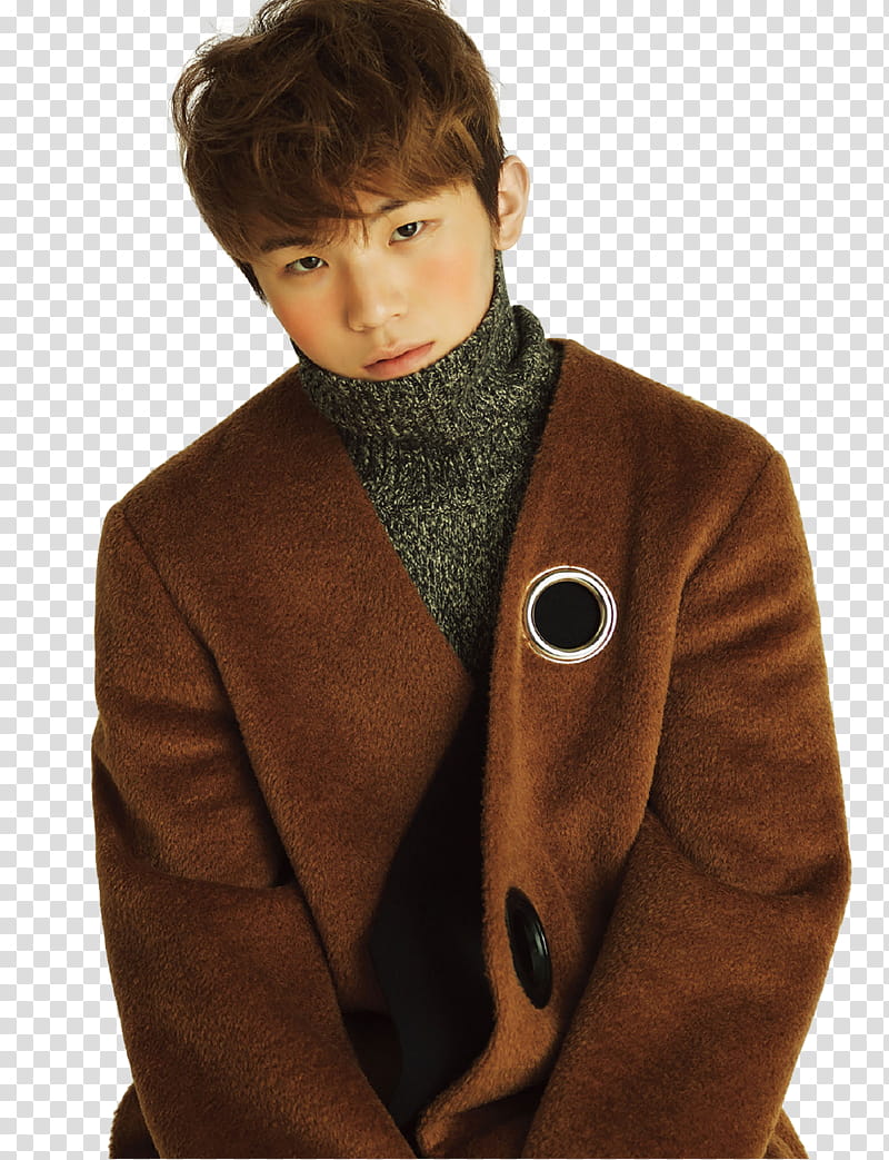 SEVENTEEN Vocal Team , man wearing brown coat transparent background PNG clipart