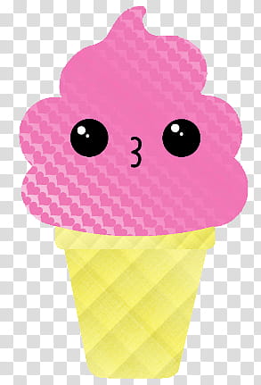 Kawaii, pink and yellow ice cream icon transparent background PNG clipart