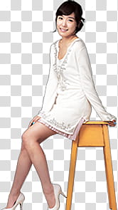 SNSD , smiling woman sitting on brown wooden stool transparent background PNG clipart