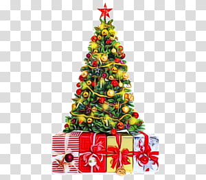 Christmas tree, Watercolor, Paint, Wet Ink, Christmas Decoration, Christmas Ornament, Oregon Pine, Christmas 
 transparent background PNG clipart thumbnail