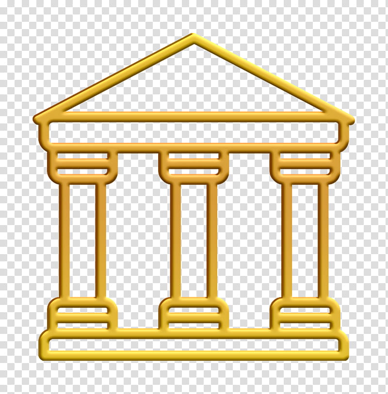 Museum icon, Yellow, Line transparent background PNG clipart