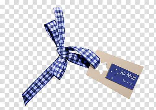 Various , blue and white plaid Air Mail ribbon and tag transparent background PNG clipart