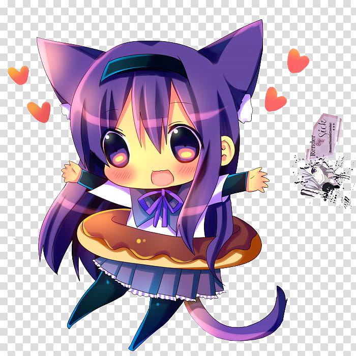 Renders Anime Chibi, girl purple-haired anime character transparent background PNG clipart
