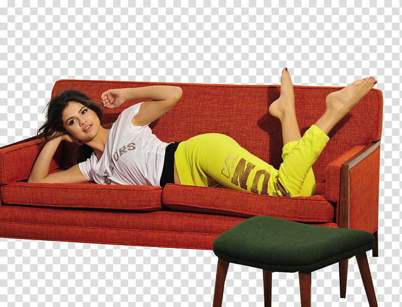 Selena Gomez, Selena Gomez lying on couch transparent background PNG clipart