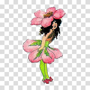 , fairy wearing pink flower dress illustration transparent background PNG clipart