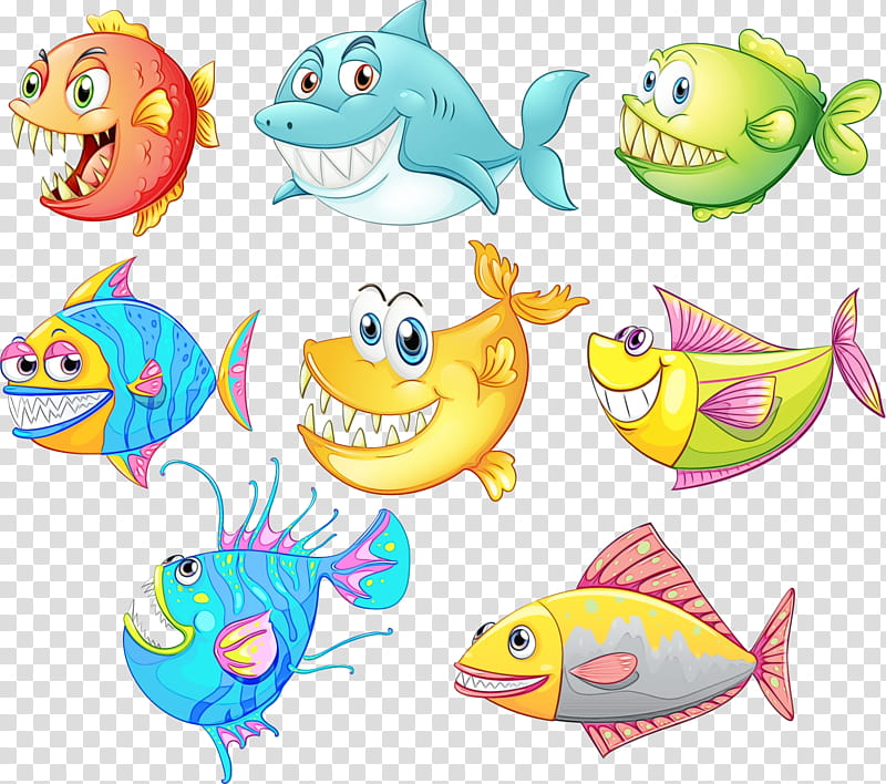animal figure cartoon toy fish party supply, Watercolor, Paint, Wet Ink transparent background PNG clipart