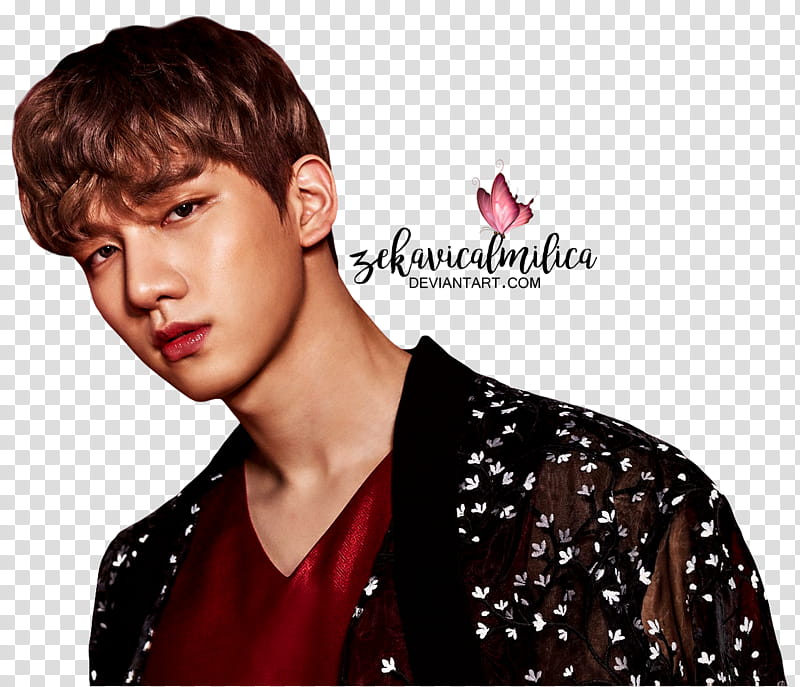 VIXX Hyuk Shangri La, man wearing black floral cardigan art transparent background PNG clipart