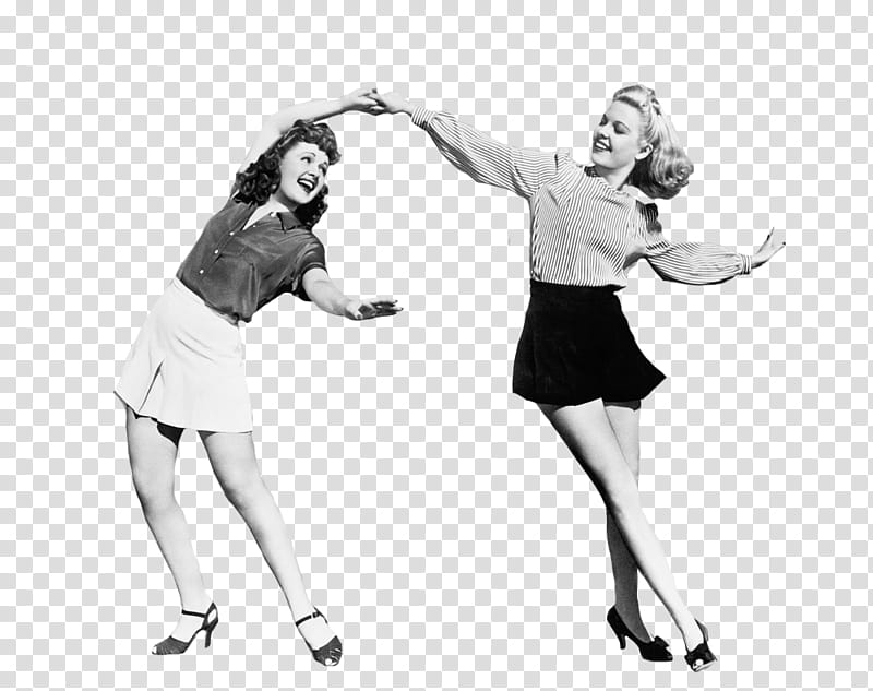 grayscale of two dancing women transparent background PNG clipart