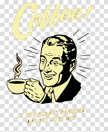 Vintage s, man holding coffee cup text transparent background PNG clipart