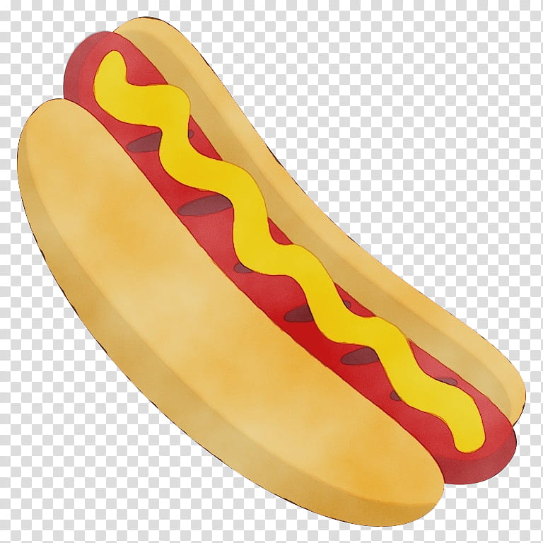 Banana, Watercolor, Paint, Wet Ink, Hot Dog, Yellow, Fast Food, Hot Dog Bun transparent background PNG clipart