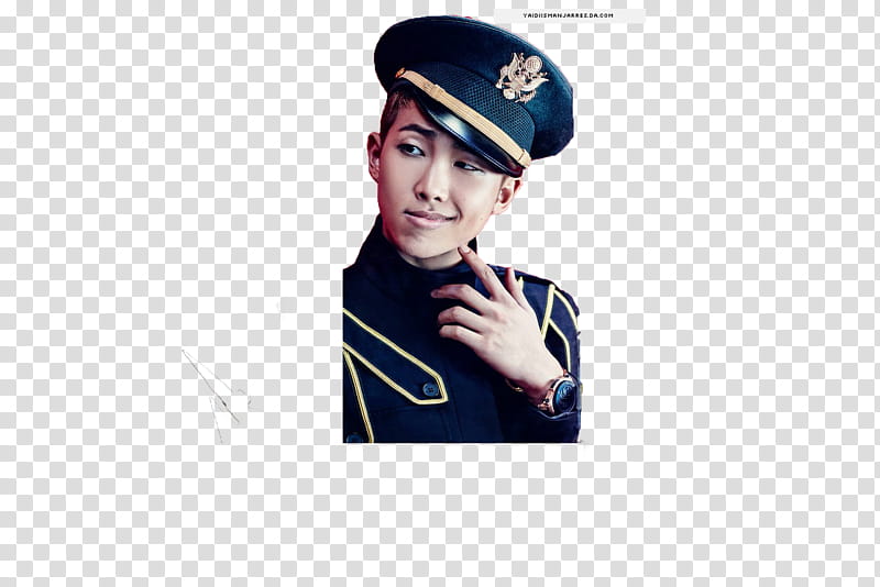 BTS , smirking man wearing black uniform transparent background PNG clipart