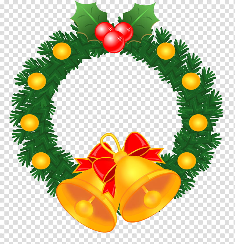 round green and yellow bell wreath illustration transparent background PNG clipart