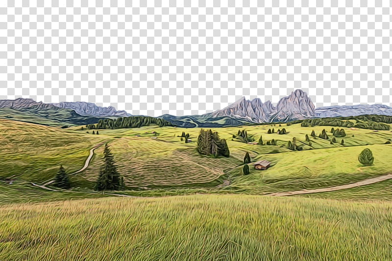 natural landscape grassland mountainous landforms hill plain, Watercolor, Paint, Wet Ink, Land Lot, Natural Environment, Pasture, Meadow transparent background PNG clipart