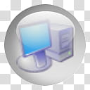 Glassified, gray computer monitor and tower icon transparent background PNG clipart