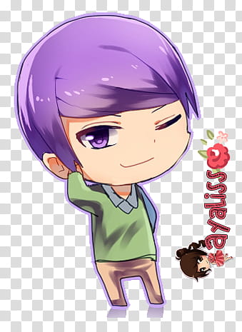 Male Character With Purple Hair Illustration Transparent