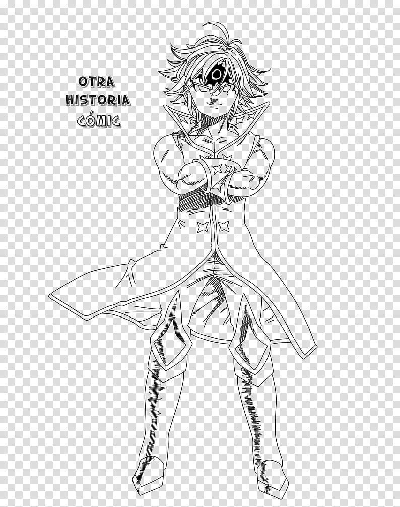 Meliodas lider de los  mandamientos lineart transparent background PNG clipart