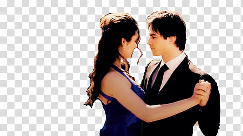 Damon and Elena , couple dancing transparent background PNG clipart