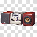 Some media audio icons , v, red and silver stereo component transparent background PNG clipart