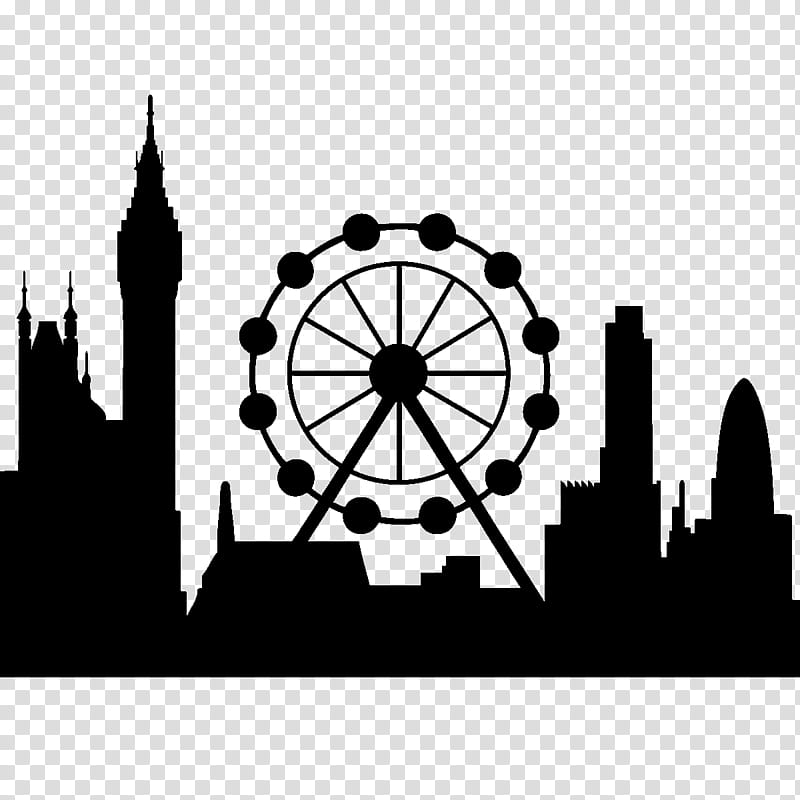 London Skyline Silhouette, Cocacola London Eye, Big Ben, Wall Decal, Tourist Attraction, Sticker, Landmark, Human Settlement transparent background PNG clipart