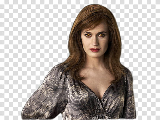 Esme cullen, woman wearing gray and brown deep v-neck top transparent background PNG clipart