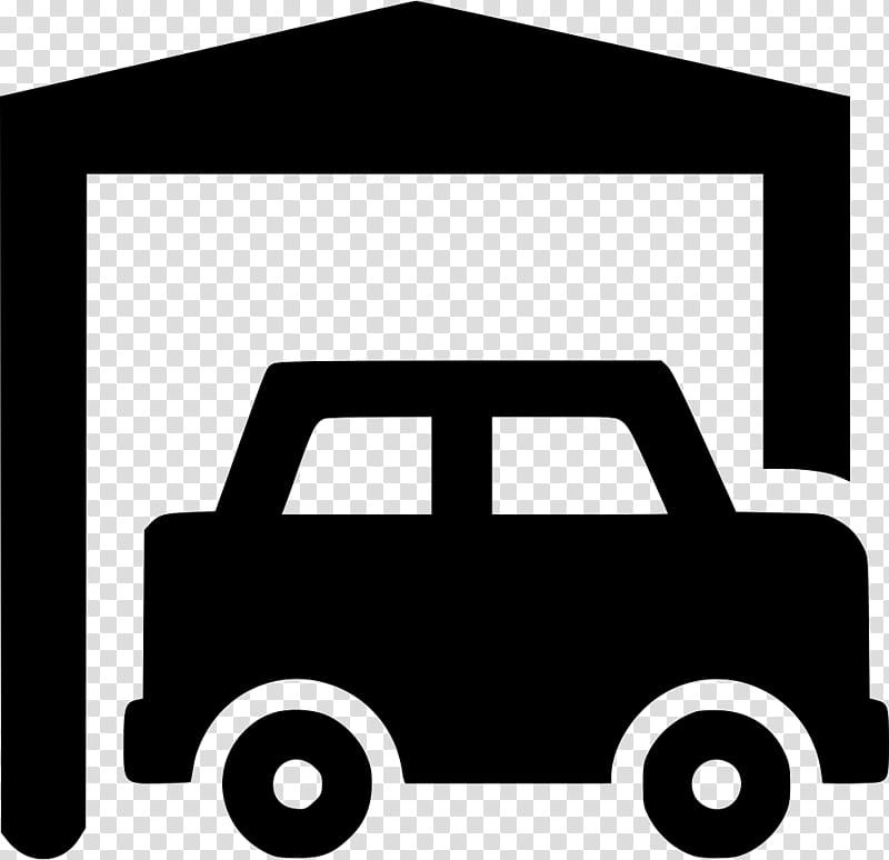 Car, Garage, Carport, Transport, Vehicle, Minibus, Black, Black And White transparent background PNG clipart