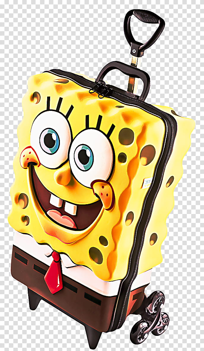 cartoon suitcase yellow rolling, Cartoon transparent background PNG clipart