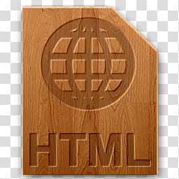 Wood icons for file types, html, brown HTML file transparent background PNG clipart