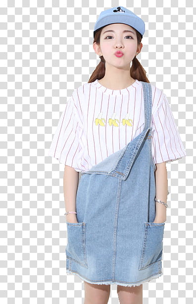 SHARE ULZZANG, woman in denim jumper transparent background PNG clipart