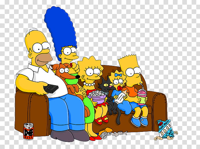 Los Simpsons, The Simpsons sitting on sofa illustration transparent background PNG clipart