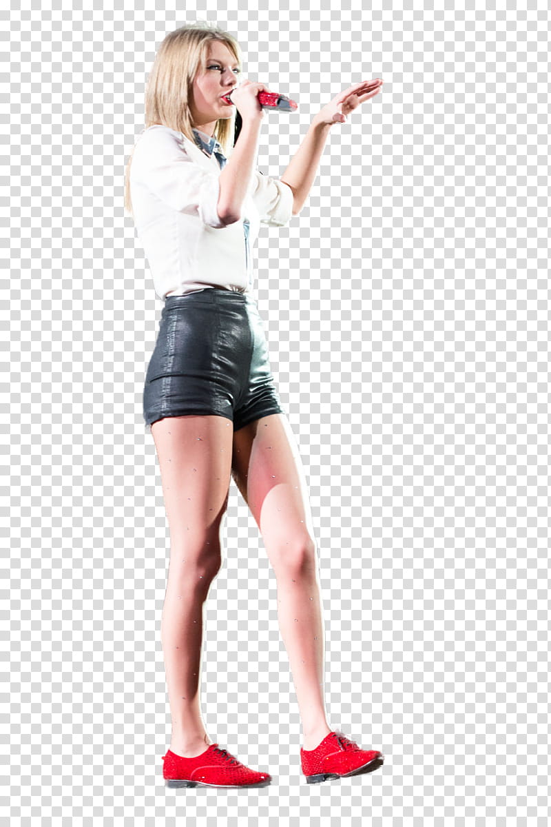 Taylor Swift, Taylor Swift standing while holding microphone transparent background PNG clipart