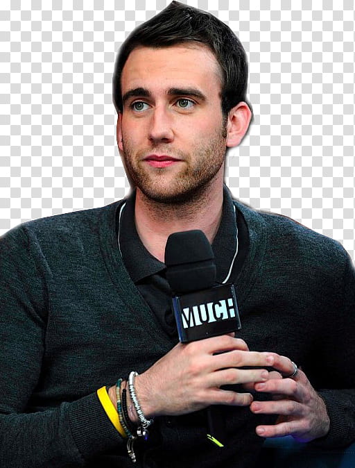 Matthew Lewis wearing black collared long-sleeved shirt holding microphone transparent background PNG clipart