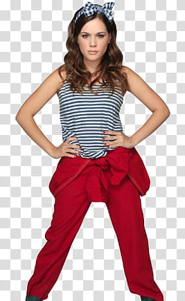 Violetta  y , woman wearing black and white stripe tank top and red pants transparent background PNG clipart