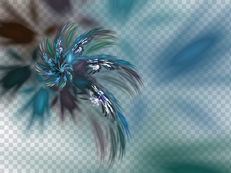 Fractal , macro of green and blue leaves transparent background PNG clipart